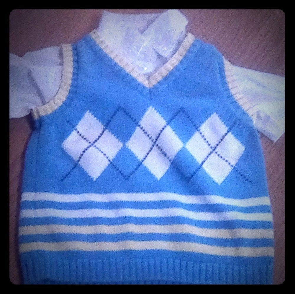2t sweater vest with white button up dickie